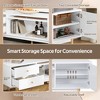 TV Stand for TVs up to 80", TV Console Media Console White TV Cabinet Media Entertainment Center with Rattan Flip-up Compartment & Drawers -ModernLuxe - 4 of 4