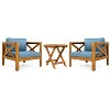 Christopher Knight Home Cedric Transitional 3 Piece Patio Acacia Wood Club Chairs with Foldable Accent Table - 2 of 4