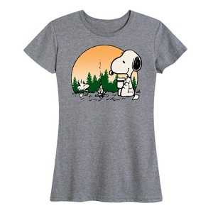 Women's - Peanuts - Campfire Snoopy and Woodstock Short Sleeve Graphic T-Shirt - 1 of 4
