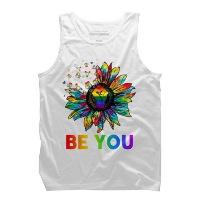 Adult Design By Humans Be You Sunflower Power Fist Pride Rainbow By Legato Tendo Tank Top
