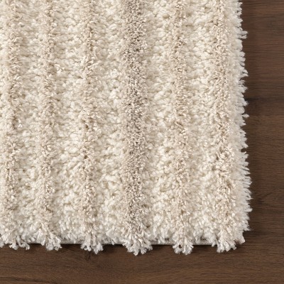 Light Brown Abstract Shag Synthetic Area Rug, 4' x 6'