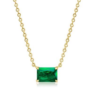 Pure Collection by Ross-Simons 0.60 Carat Lab-Grown Emerald Necklace in 18kt Gold Vermeil Size 16