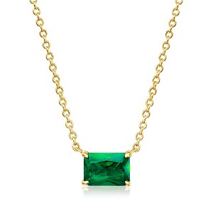 Pure Collection by Ross-Simons 0.60 Carat Lab-Grown Emerald Necklace in 18kt Gold Vermeil Size 16 - 1 of 4