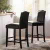 Set of 2, 27" Upholstered Counter Height Barstools with Nailhead Trim, Brown and Walnut, PU - 2 of 4