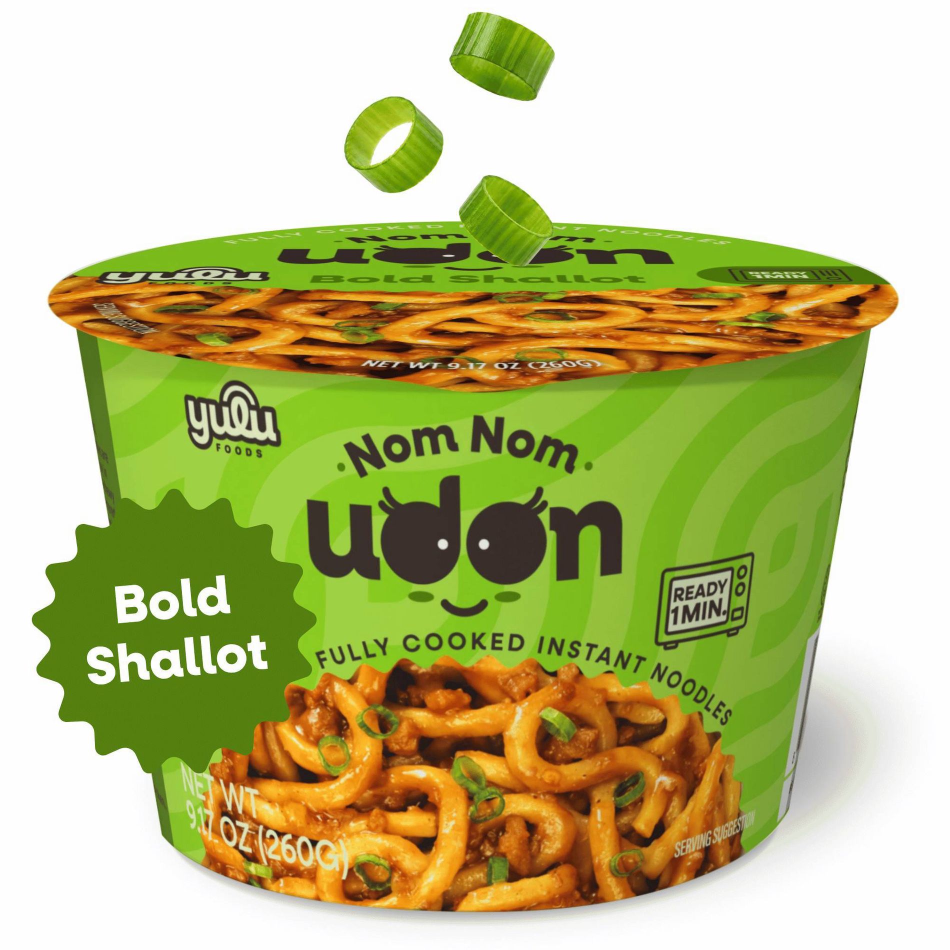 YULU Nom Nom Udon Bold Shallot Flavor Instant Noodles Cup - 9.17oz