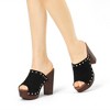 Allegra K Women's Open Round Toe Platform Block Heel Slides Sandals - 2 of 4