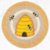 Earth Rugs Beehive Printed Round Placemat, 15"x15", Hand-Stenciled Jute, Natural Table Accent with Rustic Bee Design - 2 of 3