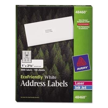Avery EcoFriendly Laser/Inkjet Easy Peel Mailing Labels 1 x 2 5/8 White 3000/Pack 48460