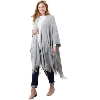 Woman Within Women's Plus Size Fringed Cape