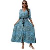 Women's 7-Part Sleeve Tunic Boho Style Beach Dress - 2 of 4