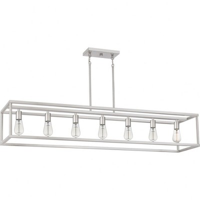 New Harbor Brushed Nickel 52" Linear Chandelier with Edison Bulbs
