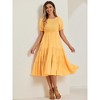 Allegra K Women's Summer Peasant Smocked Short Sleeve Midi Tiered A-Line Dress - 4 of 4