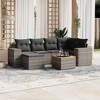 vidaXL 7 Piece Patio Sofa Set with Cushions Poly Rattan - Gray - 2 of 4