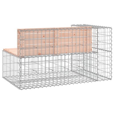 Douglas Wood and Galvanized Steel Gabion Patio Bench, 48" x 28"