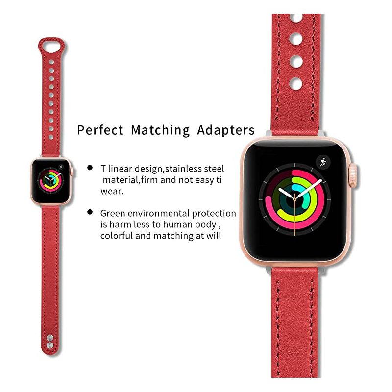 Worryfree Gadgets Leather Thin Bands for Apple Watch 38mm 40mm 41mm iWatch Series 8 7 6 SE 5 4 3 2 1 - Assorted Colors, 4 of 6
