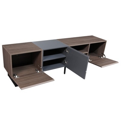 Dexmalle Modern TV Console Table with 3 Cabinets& Open Shelves