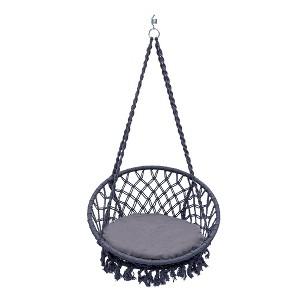 Sol Living Bahia Macrame Hammock Chair for Indoor & Outdoor Use with Cushion - 1 of 4