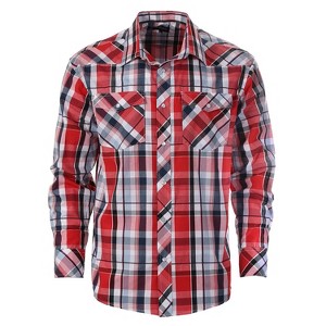 Gioberti Men's Western Plaid Long Sleeve Shirt with Pearl Snap-on - 1 of 2