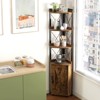 Tangkula 6-tier Corner Shelf with Cabinet 71 Inches Tall Corner Bookshelf with 5-position Adjustable Shelf & Door Free Standing Corner Storage Shelf - 4 of 4