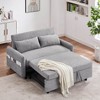TinyHomie 55.1" Pull Out Sleep Sofa Bed Loveseats Sofa Couch with Adjsutable Backrest, Storage Pockets, 2 Soft Pillows, USB Ports - 2 of 4