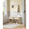 VASAGLE Storage Bench with Cushion, Shoe Bench with Padded Seat, 3 Compartments, Hidden Storage, Shelves,  Natural Beige - 2 of 4
