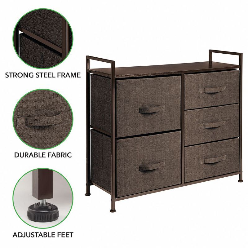 mDesign Storage Dresser Furniture with 5 Removable Fabric Drawers, 4 of 11