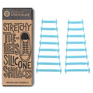 The Original Stretchlace No-Tie Silicone Elastic Shoelaces – Light Blue Tieless Shoe Laces (1 Set) - 1 of 4