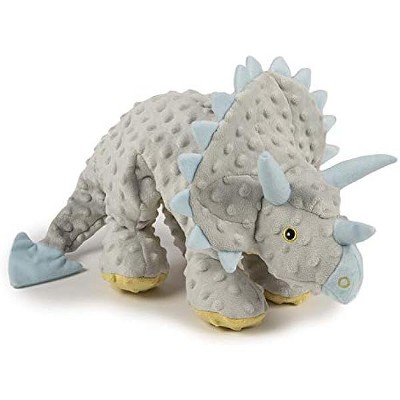 goDog Dinos Frills Squeaky Plush Dog Toy, Chew Guard Technology - Gray, Extra Large