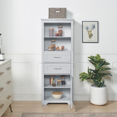 AndMakers Gray Wood 11.82 in. Pantry Cabinet with Shelve and Storage
