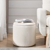 Gulches 2-Piece Round Chenille Storage Ottoman Set - Drum Shaped Small Stool with MDF Desktop, Hidden Storage,Beige - 4 of 4