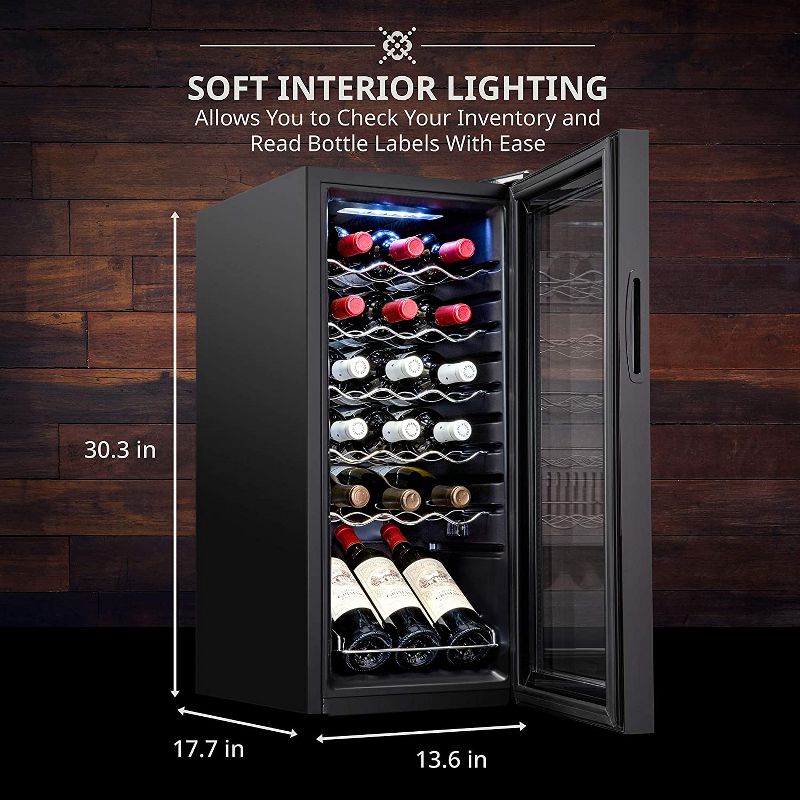 Ivation 18-Bottle Compressor Freestanding Wine Cooler Refrigerator - Black, 4 of 8