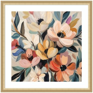 Kate and Laurel Framed Art Garden Bloom Abstract Bouquet II by The Creative Bunch Studio, 26x26, Florence Gold - 1 of 4