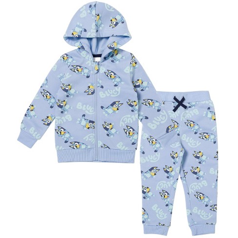 Bluey Toddler Boys Fleece Zip Up Hoodie Set Blue 2t : Target
