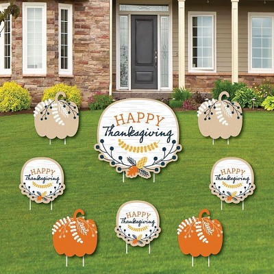 Big Dot of Happiness Happy Thanksgiving - Yard Sign and Outdoor Lawn Decorations - Fall Harvest Party Yard Signs - Set of 8