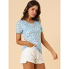 INSPIRE CHIC Women's Crew Neck Short Sleeve Floral T-Shirt - 4 of 4