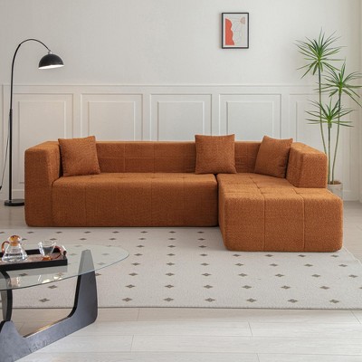 105.5"W Modular L-Shaped Sectional Floor Couch, Deep Seat Tufted Comfy Sofa with Chaise for Living Room - ModernLuxe
