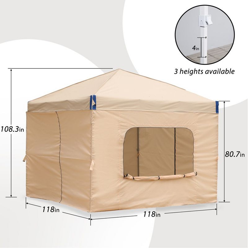 Aoodor 10' x 10' Pop Up Canopy Tent with Removable Mesh Window Sidewalls, Portable Instant Shade Canopy with Roller Bag, 4 of 8