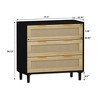 Rattan 3 Drawer Dresser for Bedroom,Wooden Storage Chest with Storage,Wide Closet Dresser Storage Organizer for Bedroom Living Room Hallway Entryway - 3 of 4