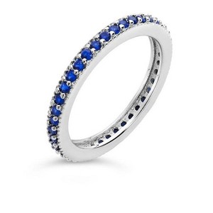 SHINE by Sterling Forever Sterling Silver Thin Rainbow CZ Band Ring - 1 of 3