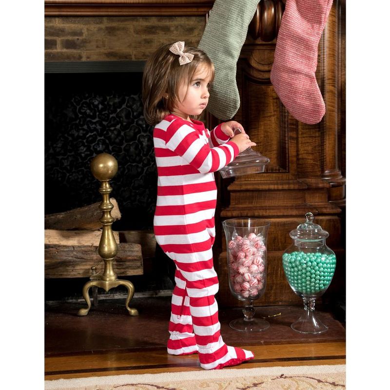 Leveret Kids Footed Cotton Striped Christmas Pajamas, 5 of 8