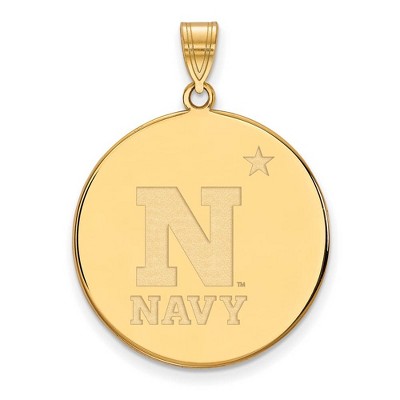 Black Bow Jewelry 10k Yellow Gold Navy Midshipmen NCAA Extra Large Pendant