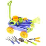 Link Garden Wagon & Tools Toy Set for Kids with 8 Gardening Tools, 4 Pots, Water Pail and Spray