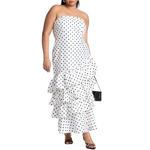 ELOQUII Women's Plus Size Ruffle Dot Gown - 1 of 3