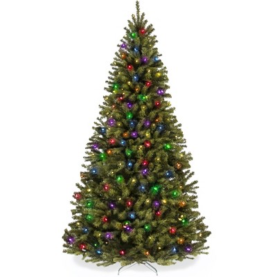 Best Choice Products 6ft Pre-Lit Spruce Hinged Artificial Christmas Tree w/ 250 Multicolored Lights, Foldable Stand