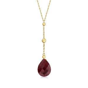 Ross-Simons 10.00 Carat Ruby and Bead Drop Necklace in 14kt Yellow Gold - 1 of 2