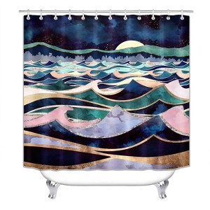 Colorful Ocean Wave Shower Curtains for Bathroom Waterproof Fabric Bath Curtain Durable Soft Stylish Bathroom Decor 72x72 Inch - 1 of 1