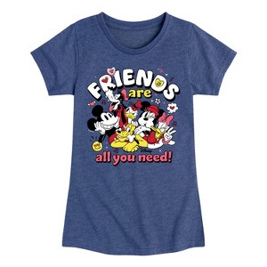 Girls' - Disney - Friends Are All You Need Fitted Short Sleeve Graphic T-Shirt - 1 of 4