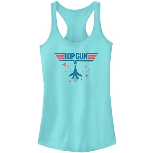 Juniors Womens Top Gun Fighter Jet And Stars Logo Racerback Tank Top ...