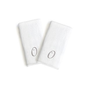 Linum Home Textles Monogrammed Luxury 100% Turkish Cotton Novelty White Hand Towels  (Set of 2) - 1 of 1