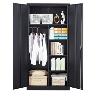 Mlezan 72" Metal Storage Cabinet: Lockable Steel Wardrobe for Office, Home, School, Gym, or Hotel.  Durable and Versatile Employee Locker.